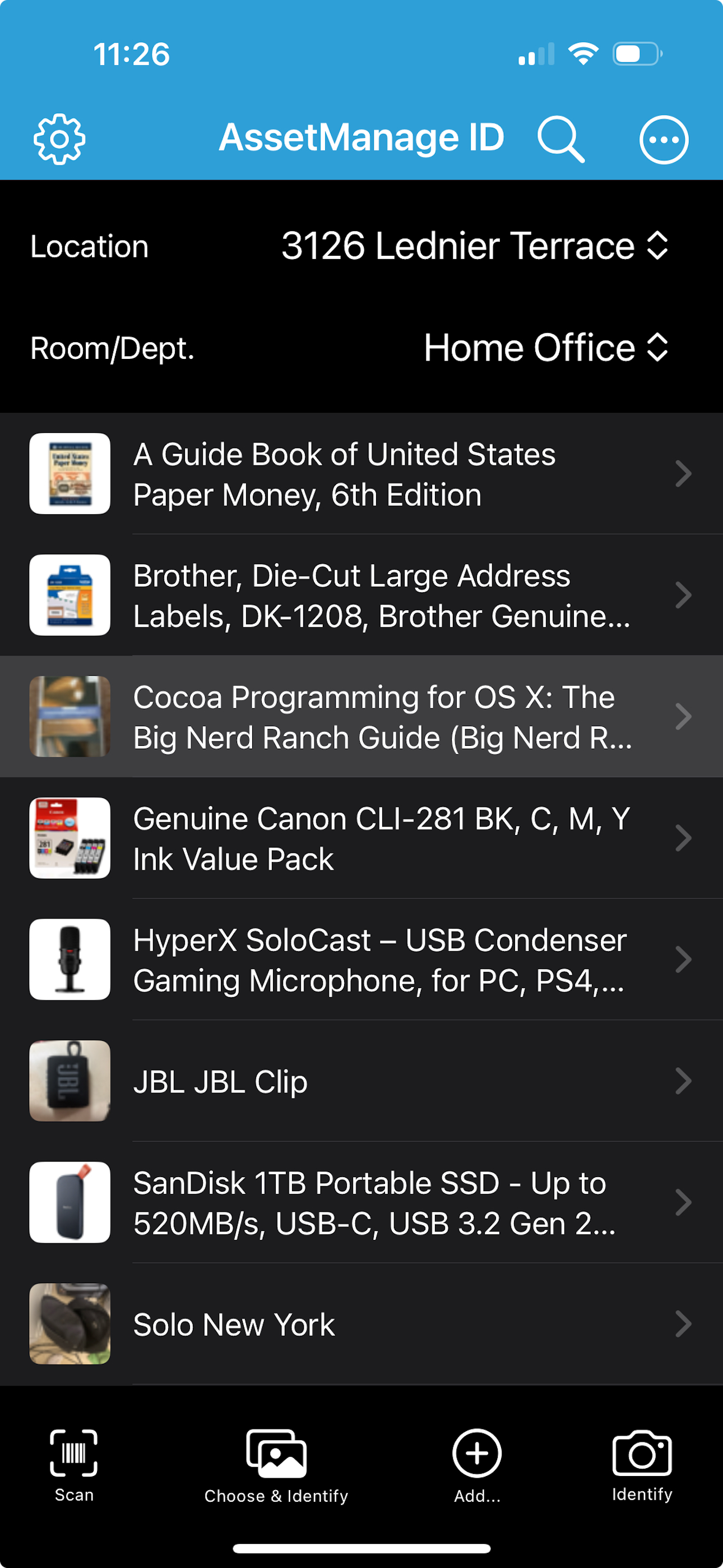 Main interface of AssetManage ID app